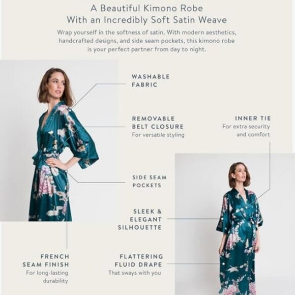 •SOLD• Long Kimono Satin Robe - Picture 3 of 4